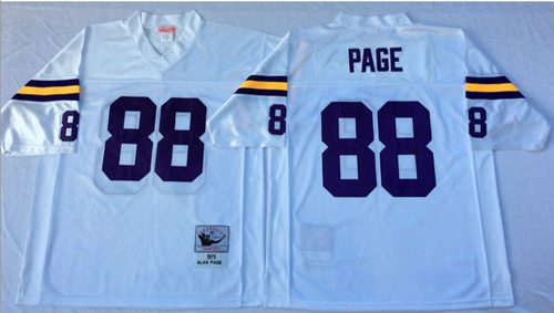 Mitchell And Ness Vikings #88 Alan Page White Throwback Stitched NFL Jersey - Click Image to Close